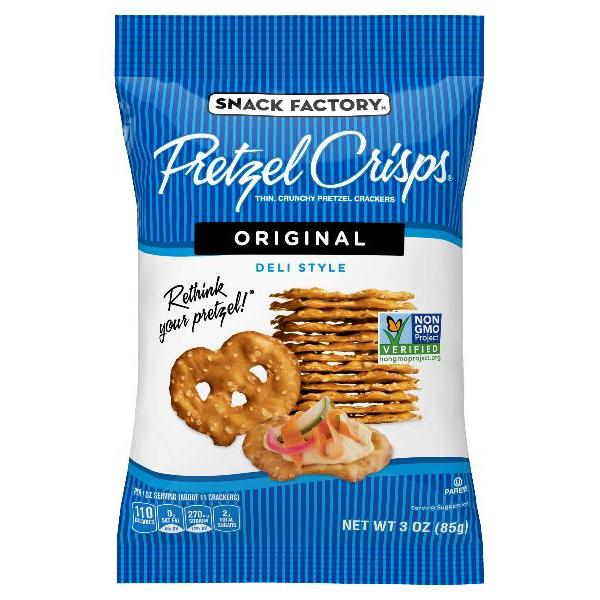 Pretzel Crisps Original 3 Ounce Size - 8 Per Case.