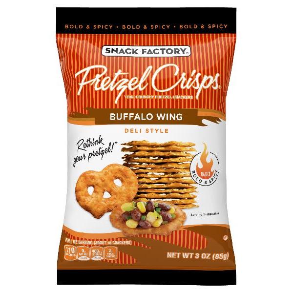 Pretzel Crisps Buffalo Wing 3 Ounce Size - 8 Per Case.