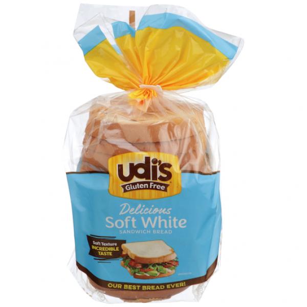 Udi's Delicious Gluten Free Soft White Sandwich Bread 24 Ounce Size - 6 Per Case.