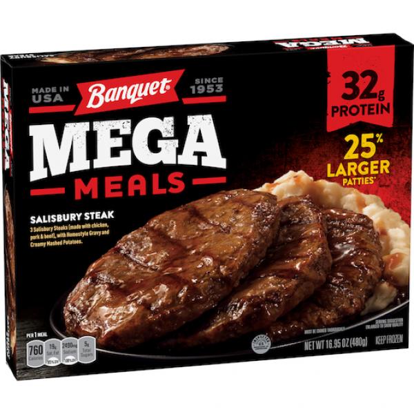 Banquet Mega Meals Salisbury Steak 16.95 Ounce Size - 8 Per Case.