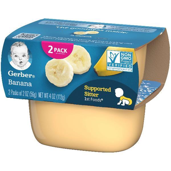 (2 Pack of 2 Oz) Gerber 1st Foods Banana Baby Food 4 Ounce Size - 8 Per Case.