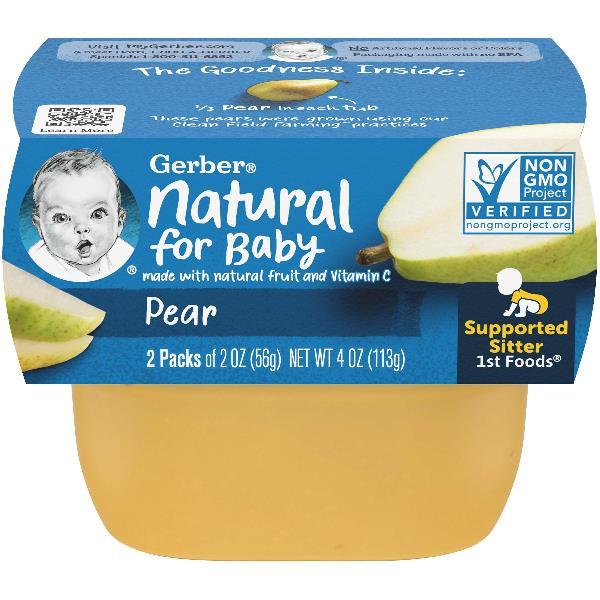 (2 Pack of 2 Oz) Gerber 1st Foods Pear Baby Food 4 Ounce Size - 8 Per Case.