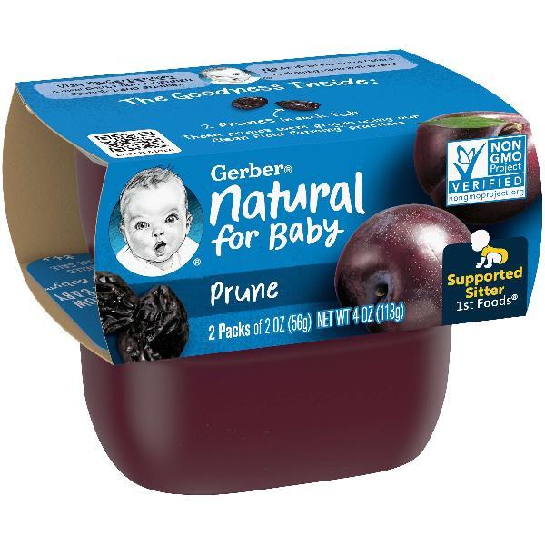 (2 Pack of 2 Oz) Gerber 1st Foods Prune Baby Food 4 Ounce Size - 8 Per Case.