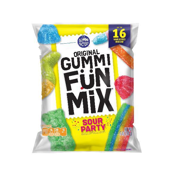 Promotion In Motion Gummi Factory Gummi Funmix Sour Party 5 Ounce Size - 12 Per Case.