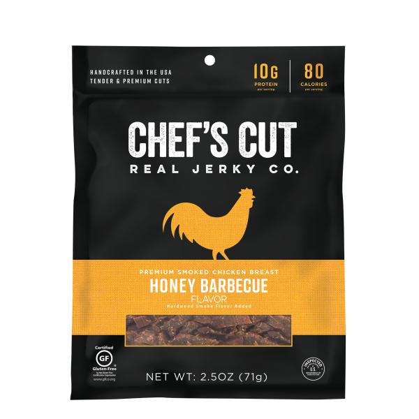 Chef's Cut Real Jerky Co Smoked Chicken Breast Honey Barbeque 2.5 Ounce Size - 8 Per Case.