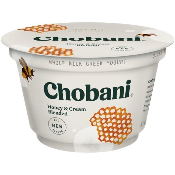 Chobani® Whole Milk Greek Yogurt Honey & Cream Blended 5.3 Ounce Size - 12 Per Case.