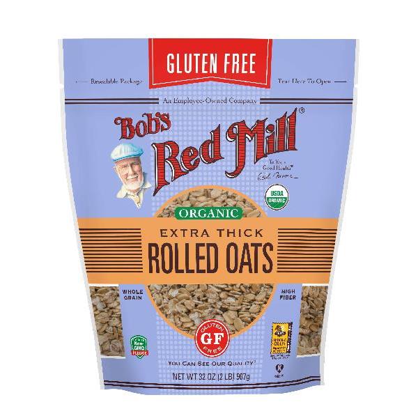 Bob's Red Mill Gluten Free Organic Thick Rolled Oats 32 Ounce Size - 4 Per Case.