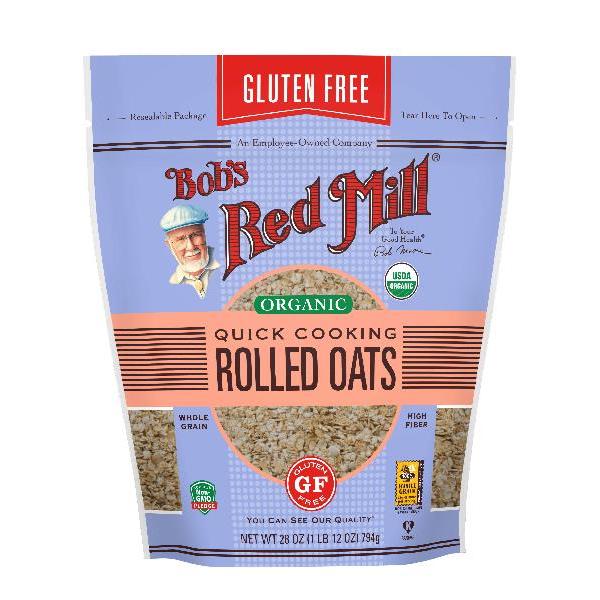 Bob's Red Mill Gluten Free Organic Quick Cooking Rolled Oats 28 Ounce Size - 4 Per Case.