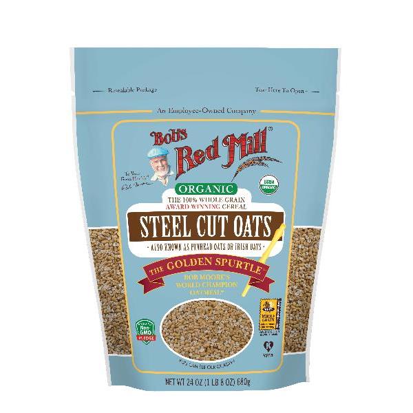 Bob's Red Mill Organic Steel Cut Oats 24 Ounce Size - 4 Per Case.