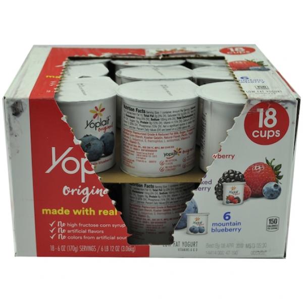 Yoplait® Original Yogurt Single Serve Cup Variety Peach Blueberry Strawberry 108 Ounce Size - 1 Per Case.