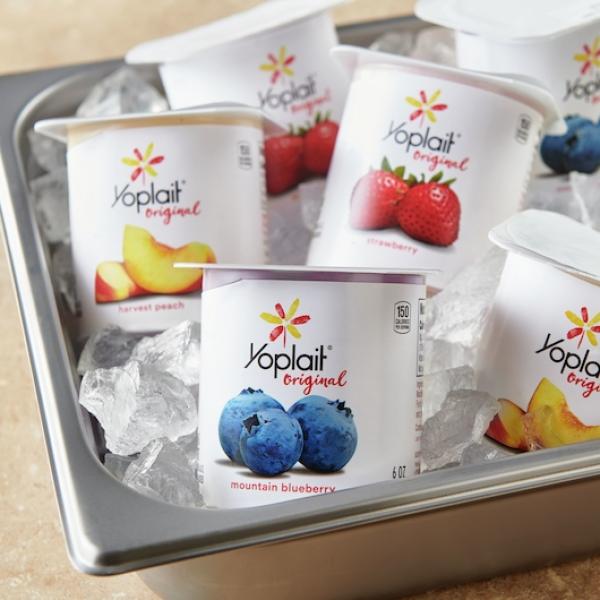 Yoplait® Original Yogurt Single Serve Cup Variety Peach Blueberry Strawberry 108 Ounce Size - 1 Per Case.