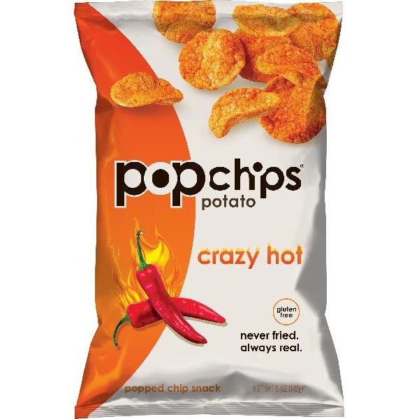 Popchips Crazy Hot Potato Chip Snack 5 Ounce Size - 12 Per Case.