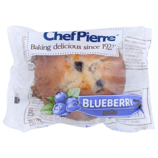 Chef Pierre Muffin Blueberry Individually Wrapped 4 Ounce Size - 24 Per Case.