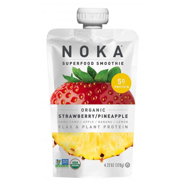 Noka Strawberry Pineapple Superfruit Smoothie 4.22 Ounce Size - 12 Per Case.