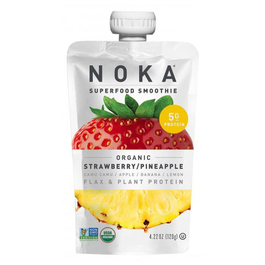 Noka Strawberry Pineapple Superfruit Smoothie 4.22 Ounce Size - 12 Per Case.