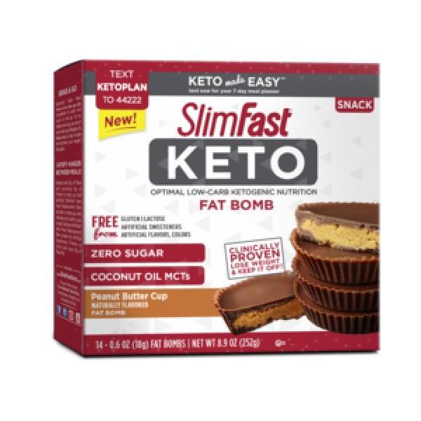 Slimfast Keto Fat Bomb Peanut Butter 0.6 Ounce Size - 56 Per Case.