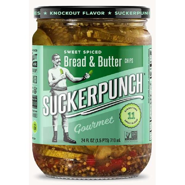 Sucker Punch Spicy Bread N Better Pickle 24 Ounce Size - 6 Per Case.