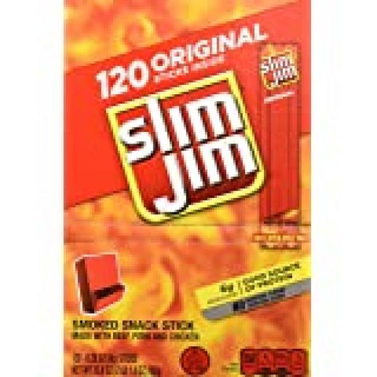 Slim Jim Snack Sized Smoked Meat Stick Original Flavor Count 0.28 Ounce Size - 240 Per Case.