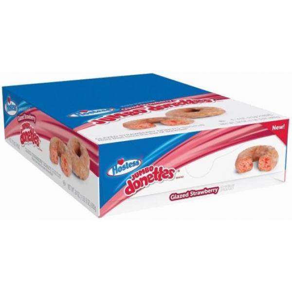 Hostess Glazed Strawberry Jumbo Donuts Single Serve Frozen 4 Ounce Size - 36 Per Case.