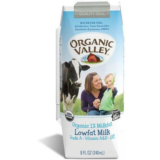 Organic Valley Organic Single Serve Low Fat Milk 8 Fluid Ounce - 24 Per Case.