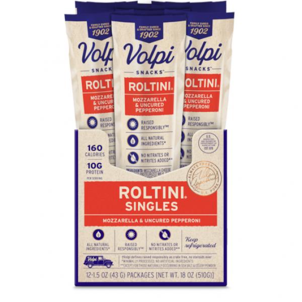 Volpi Roltini Singles With Pepperoni Displayready Carton 1.5 Ounce Size - 24 Per Case.