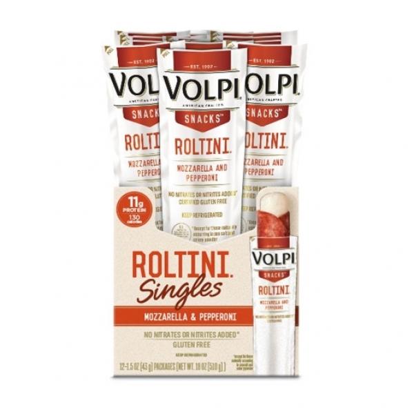 Volpi Roltini Singles With Pepperoni Displayready Carton 1.5 Ounce Size - 24 Per Case.