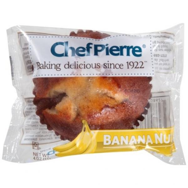 Chef Pierre Variety Pack Individually Wrapped Blueberry, Bran, Banana Nut Muffin 1 Count Packs - 24 Per Case.