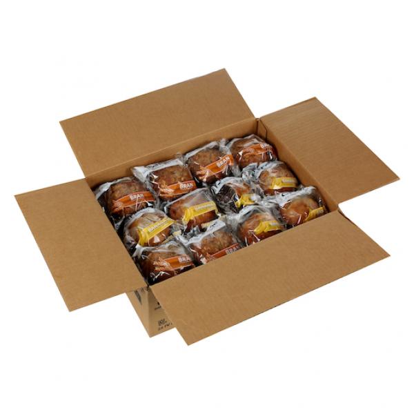 Chef Pierre Variety Pack Individually Wrapped Blueberry, Bran, Banana Nut Muffin 1 Count Packs - 24 Per Case.