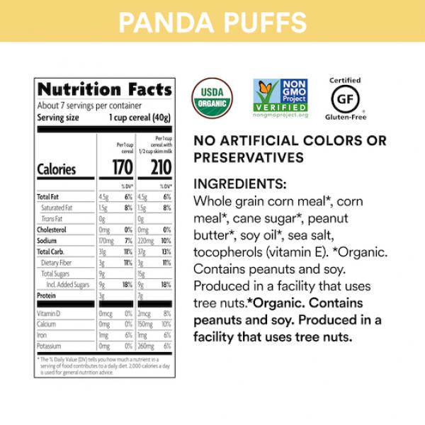 Envirokids Panda Puffs 10.6 Ounce Size - 12 Per Case.