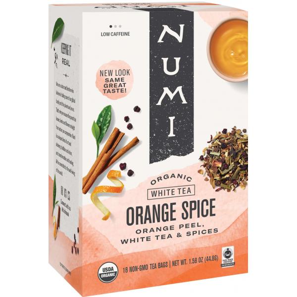 Numi Orange Spice White Tea 16 Count Packs - 6 Per Case.