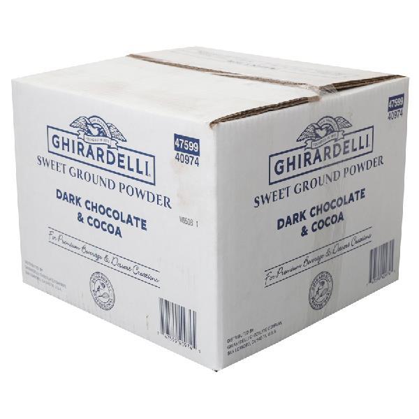 Ghirardelli Sweet Ground Powder Dark 25 Pound Each - 1 Per Case.