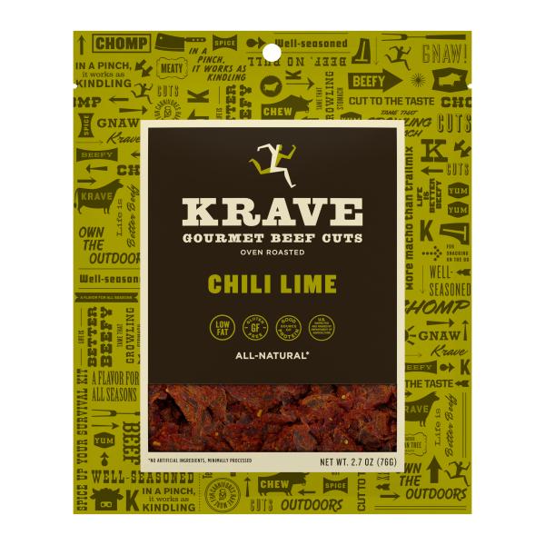 Krave Chili Lime Gourmet Beef Cuts 8 Count Packs - 1 Per Case.