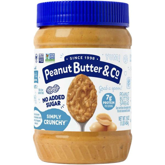 Simply Crunchy Peanut Butter Spread XAll Natural Smooth Peanut Butter Spread Vegan 16 Ounce Size - 6 Per Case.