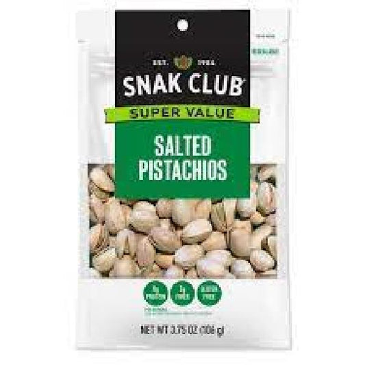 Snak Club Salted Pistachios 3.75 Ounce Size - 6 Per Case.