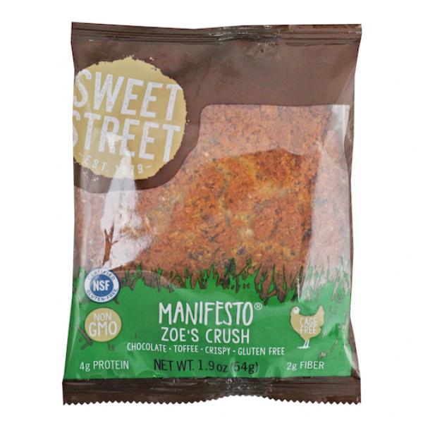 Sweet Street Zoe's Crush Gluten Free Manifesto Cookie Individually Wrapped 1.9 Ounce Size - 48 Per Case.