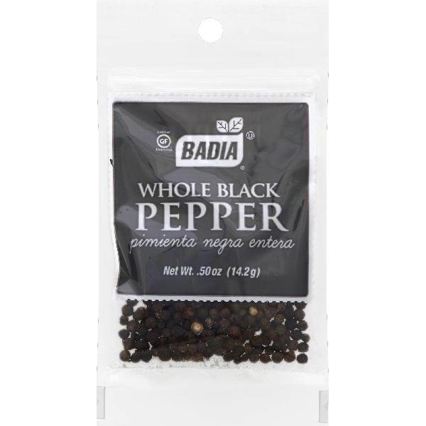 Badia Pepper Whole Black 0.5 Ounce Size - 576 Per Case.