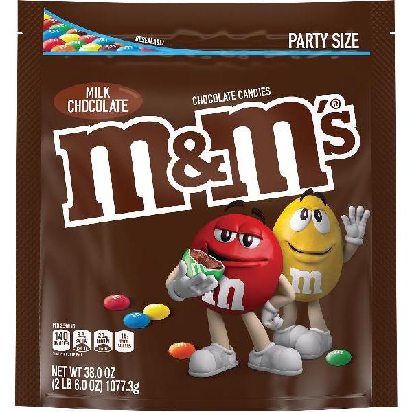 M&ms Milk Chocolate XL Stand Up Pouch Per 38 Ounce Size - 6 Per Case.