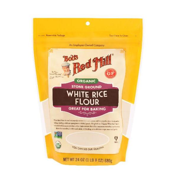 Bob's Red Mill Organic White Rice Flour Onecase Of Four Pouches 24 Ounce Size - 4 Per Case.