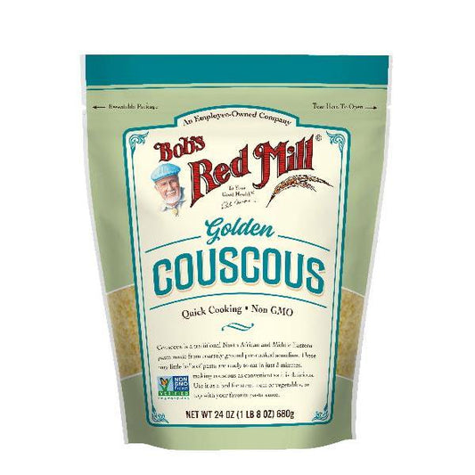 Bob's Red Mill Golden Couscous One Four Resealable Pouches 24 Ounce Size - 4 Per Case.