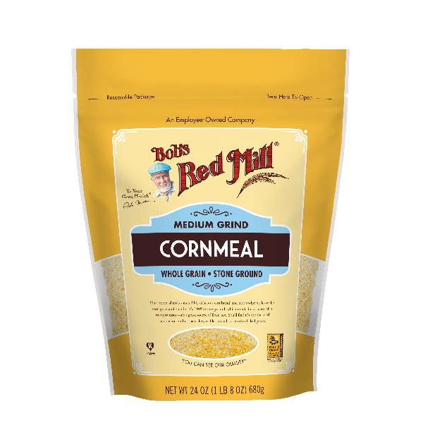 Bob's Red Mill Medium Grind Cornmeal One Four Pouches 24 Ounce Size - 4 Per Case.