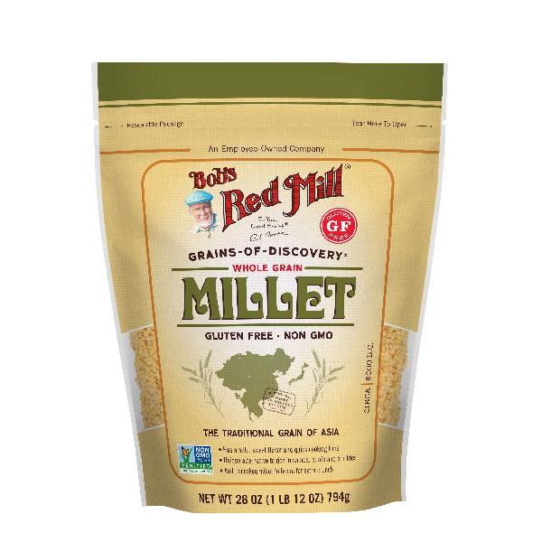 Bob's Red Mill Whole Grain Millet One Four Resealable Pouches 28 Ounce Size - 4 Per Case.