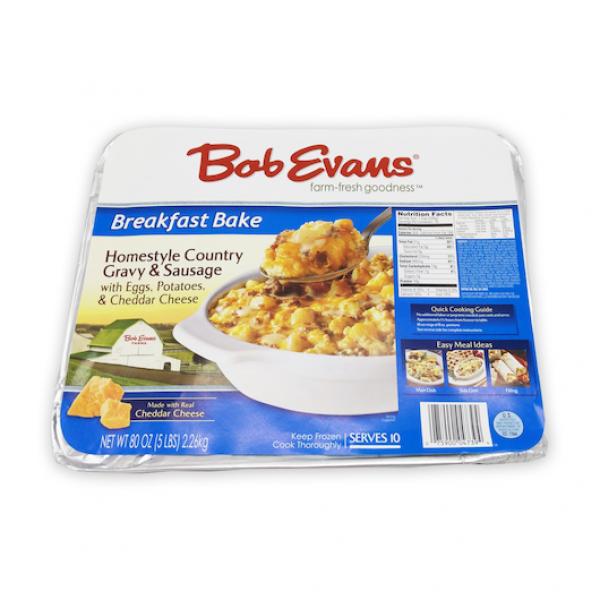 Bob Evans Frozen Homestyle Breakfast Bake With Country Gravy Sausage Eggs Potatoes And 5 Pound Each - 4 Per Case.