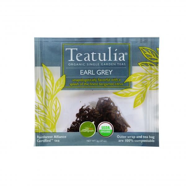 Teatulia Organic Teas Earl Grey Wrapped Premium Tea 50 Count Packs - 1 Per Case.