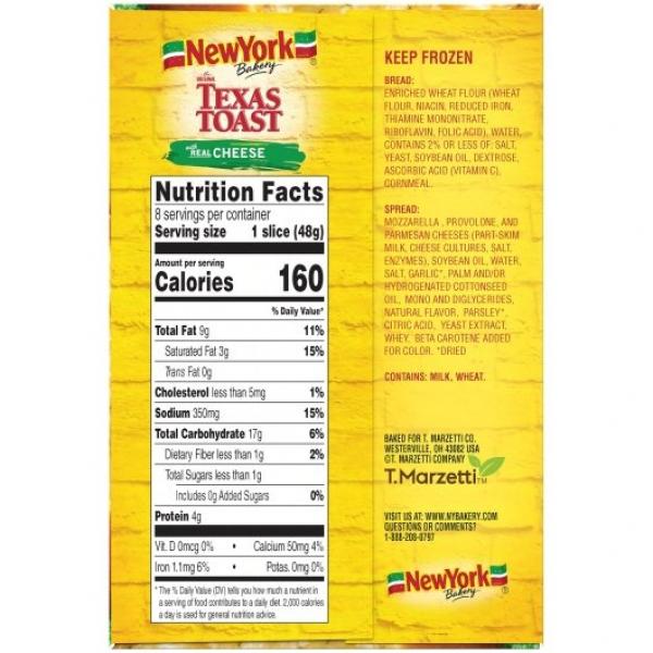 New York Bakery Texas Toast With Cheese 13.5 Ounce Size - 12 Per Case.