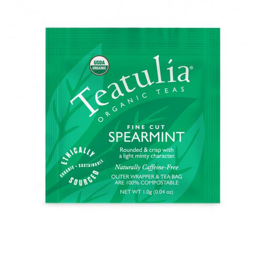 Teatulia Organic Teas Spearmint Wrapped Standard Tea Bags 50 Count Packs - 1 Per Case.