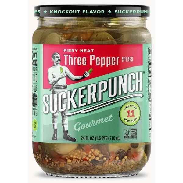 Sucker Punch Pepper Fire Pickle Spears 24 Ounce Size - 6 Per Case.