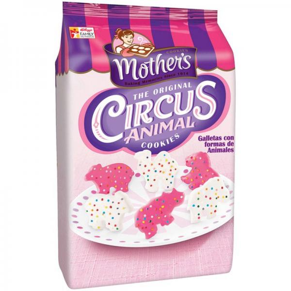 Mother's Frosted Circus Animal Cookies Pouch 3 Ounce Size - 36 Per Case.