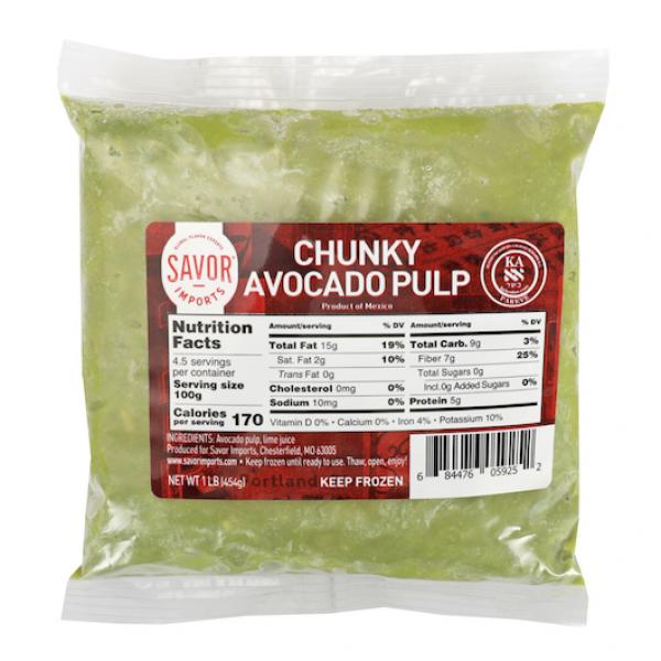 Savor Imports Chunky Avocado Pulp Hpp 1 Pound Each - 12 Per Case.