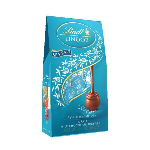 Lindt & Sprungli Lindor Sea Salt Bag 5.1 Ounce Size - 6 Per Case.