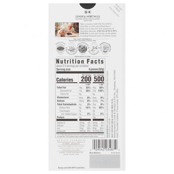 Lindt & Sprungli USA Inc Excellence Ffcocoa Bar 2.8 Ounce Size - 144 Per Case.